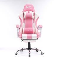 Silla Gamer Kuzler rosada con masajeador lumbar, reposapiés 