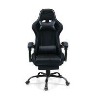 Silla Gamer Kuzler negra con masajeador lumbar, reposapiés y