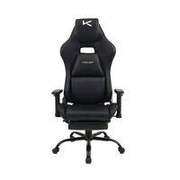 Silla Gamer Kuzler Pro negra reclinación 180°, reposapiés y 